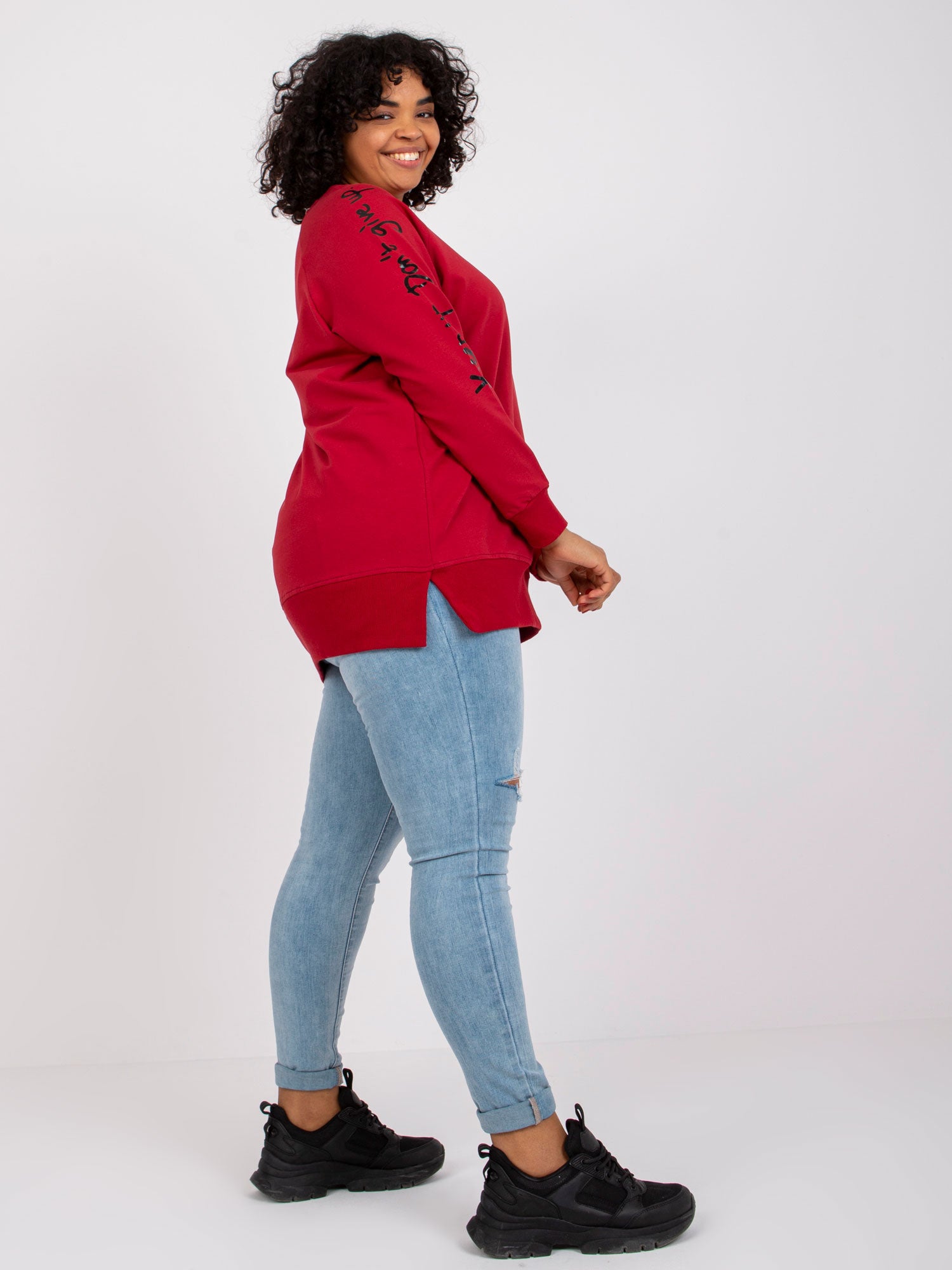 Bordowa damska tunika plus size
