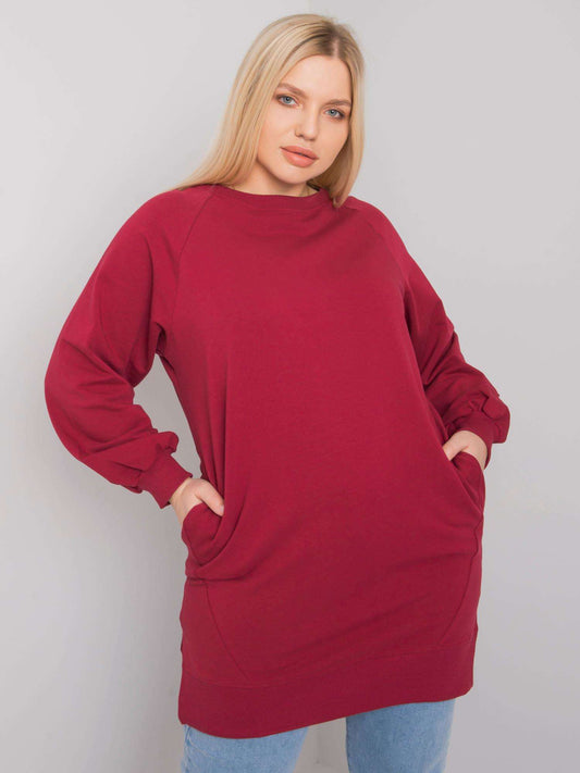 Bordowa bawełniana bluza damska plus size
