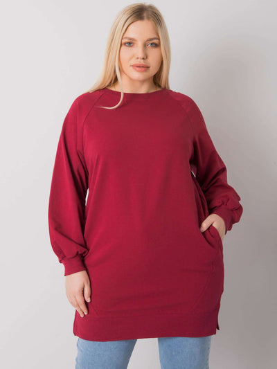 Bordowa bawełniana bluza damska plus size