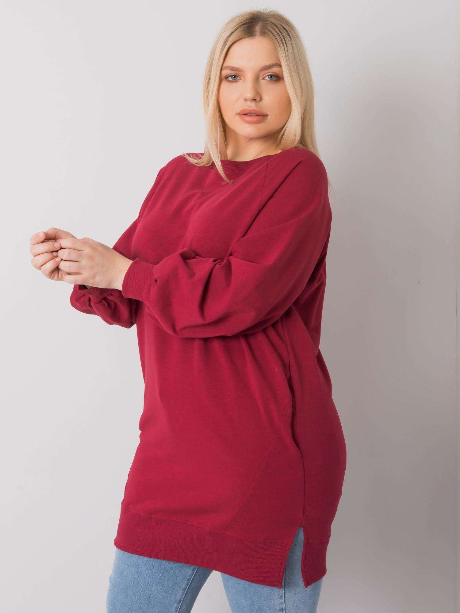 Bordowa bawełniana bluza damska plus size