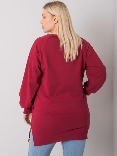 Bordowa bawełniana bluza damska plus size