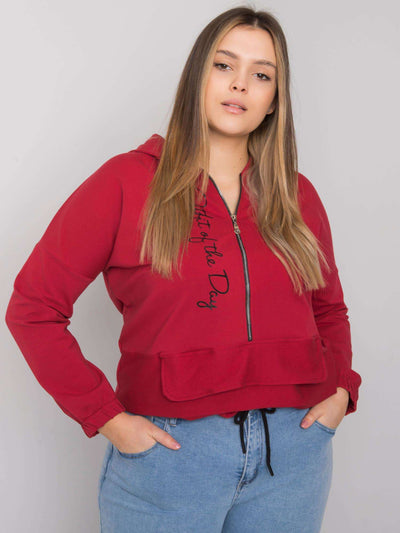 Bordowa bluza plus size z kapturem
