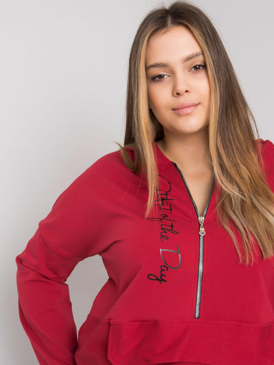 Bordowa bluza plus size z kapturem