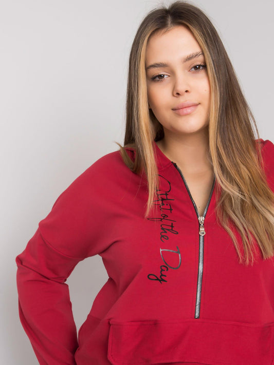 Bordowa bluza plus size z kapturem
