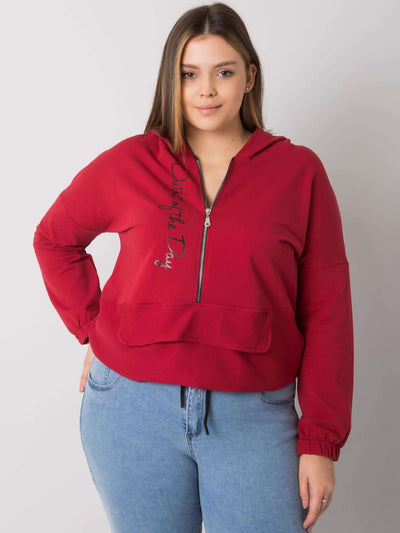 Bordowa bluza plus size z kapturem