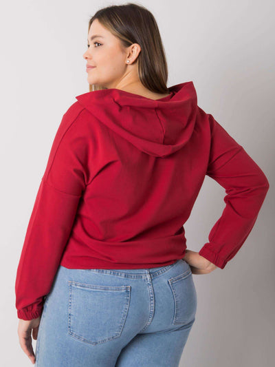 Bordowa bluza plus size z kapturem