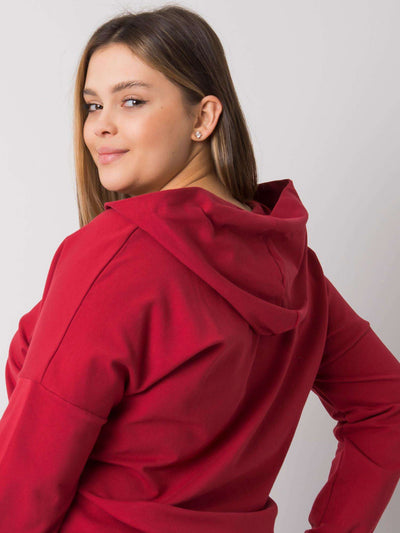 Bordowa bluza plus size z kapturem