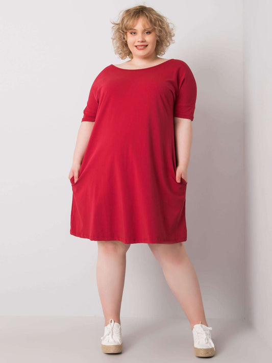 Bordowa luźna sukienka plus size