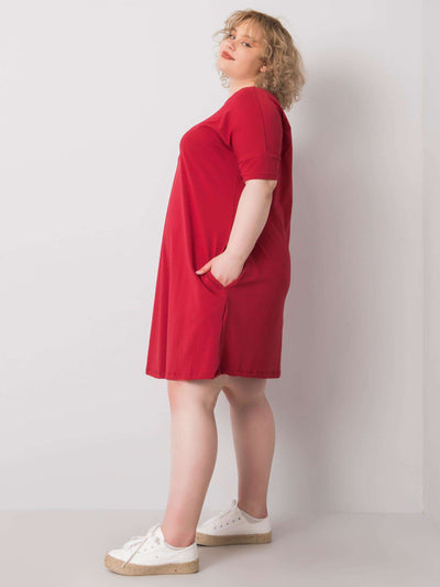 Bordowa luźna sukienka plus size