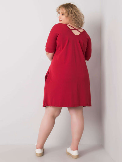 Bordowa luźna sukienka plus size