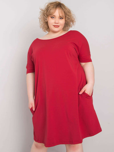 Bordowa luźna sukienka plus size