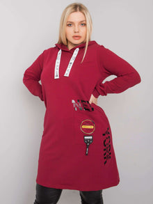 Bordowa bawełniana tunika plus size
