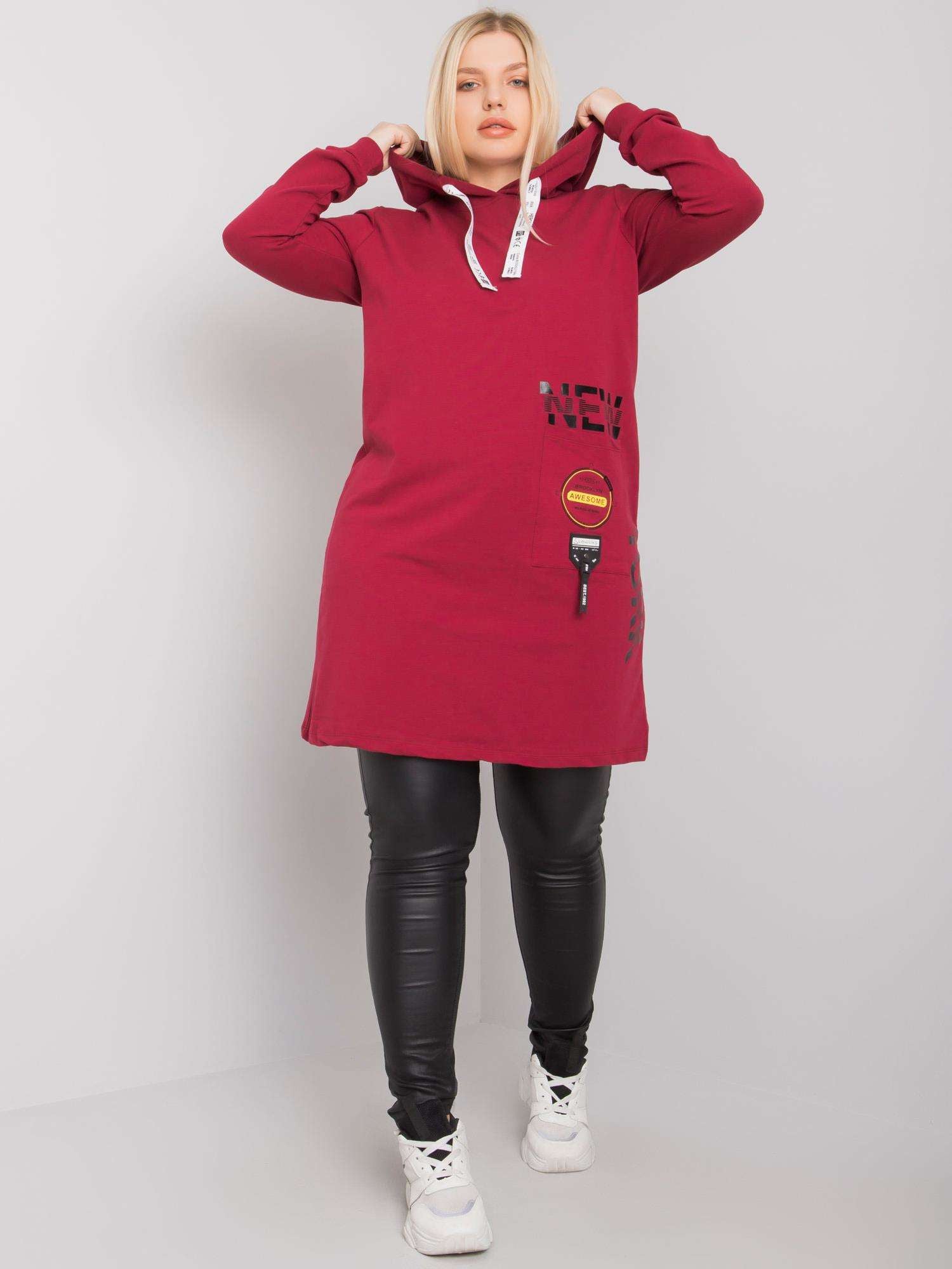 Bordowa bawełniana tunika plus size