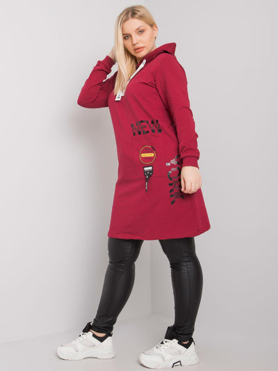Bordowa bawełniana tunika plus size