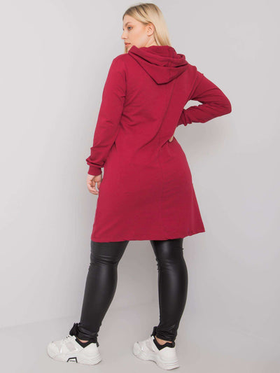 Bordowa bawełniana tunika plus size