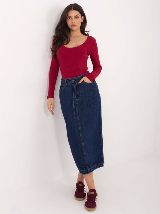 RUE PARIS Bordowe body basic w szeroki prążek
