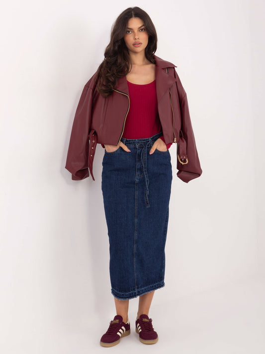 RUE PARIS Bordowe body basic w szeroki prążek