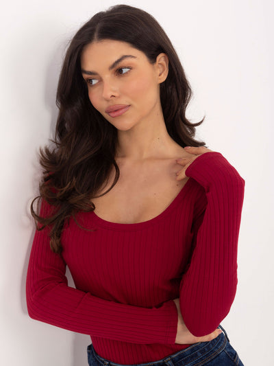 RUE PARIS Bordowe body basic w szeroki prążek