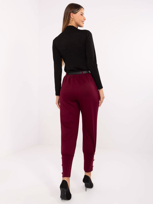 Bordowe eleganckie spodnie dresowe