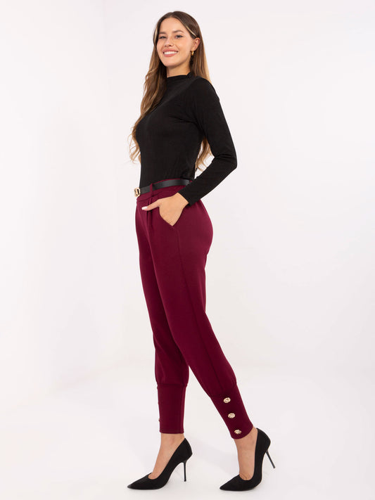 Bordowe eleganckie spodnie dresowe