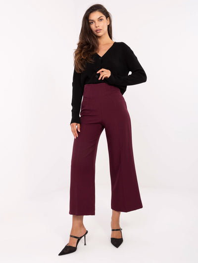RUE PARIS Bordowe eleganckie spodnie kuloty