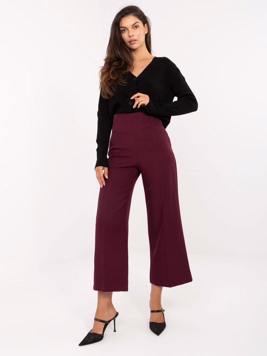 RUE PARIS Bordowe eleganckie spodnie kuloty