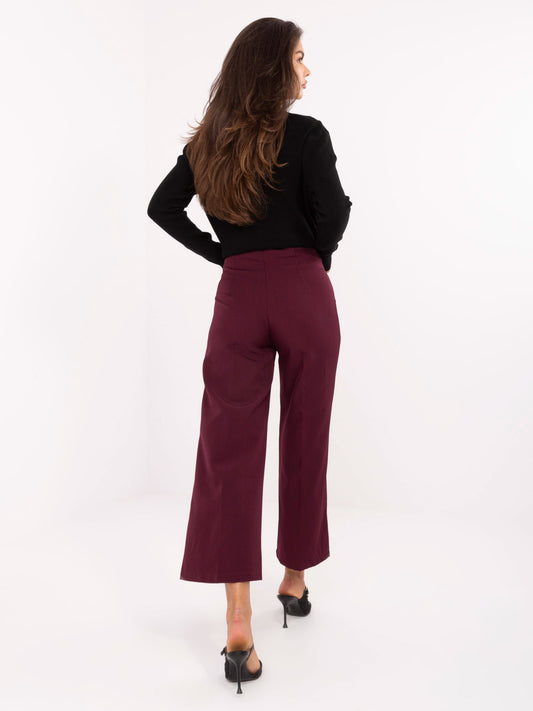 RUE PARIS Bordowe eleganckie spodnie kuloty