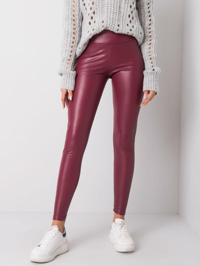 RUE PARIS Bordowe legginsy z ekoskóry