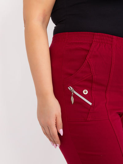Bordowe spodnie rybaczki plus size z materiału