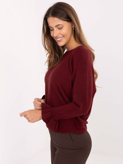 Bordowy damski sweter oversize z wiskozą