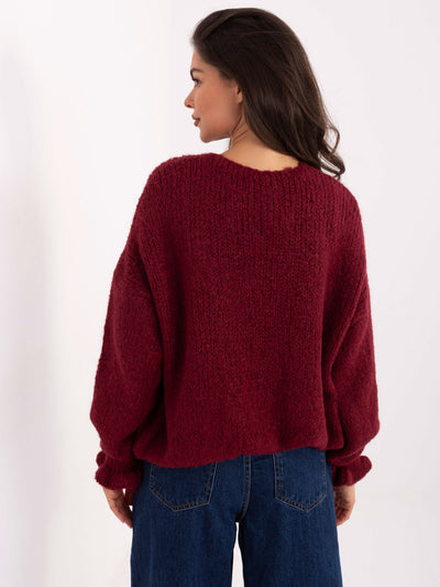 RUE PARIS  Bordowy damski kardigan oversize