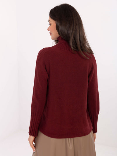 RUE PARIS Bordowy sweter oversize z golfem