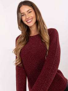 RUE PARIS Bordowy brokatowy sweter damski