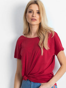 T-shirt z dekoltem z tyłu bordowy