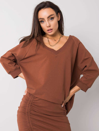 RUE PARIS Brązowa bluza oversize