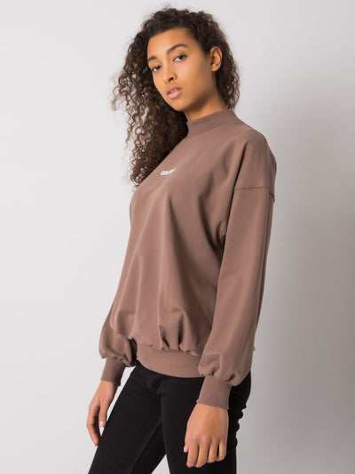 RUE PARIS Brązowa damska bluza bez kaptura