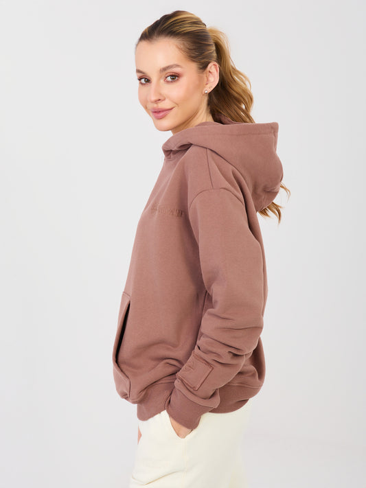 NATURAL SIDE Brązowa dresowa bluza kangurka