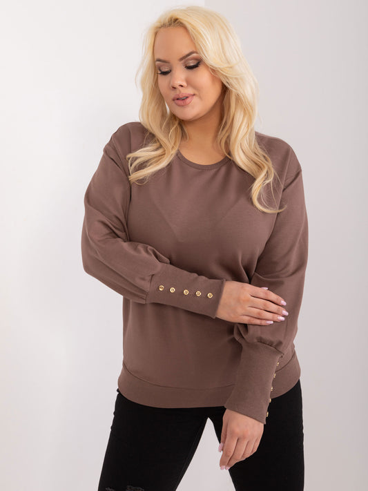 Brązowa bluza plus size z bufiastym rękawem