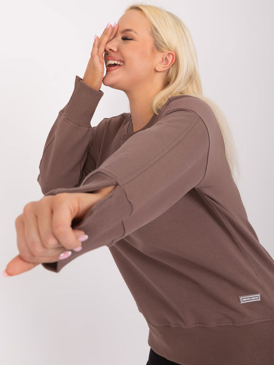 Brązowa dresowa bluza plus size z bawełny