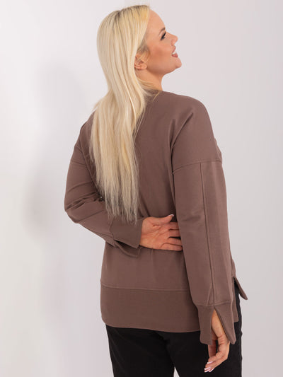 Brązowa dresowa bluza plus size z bawełny