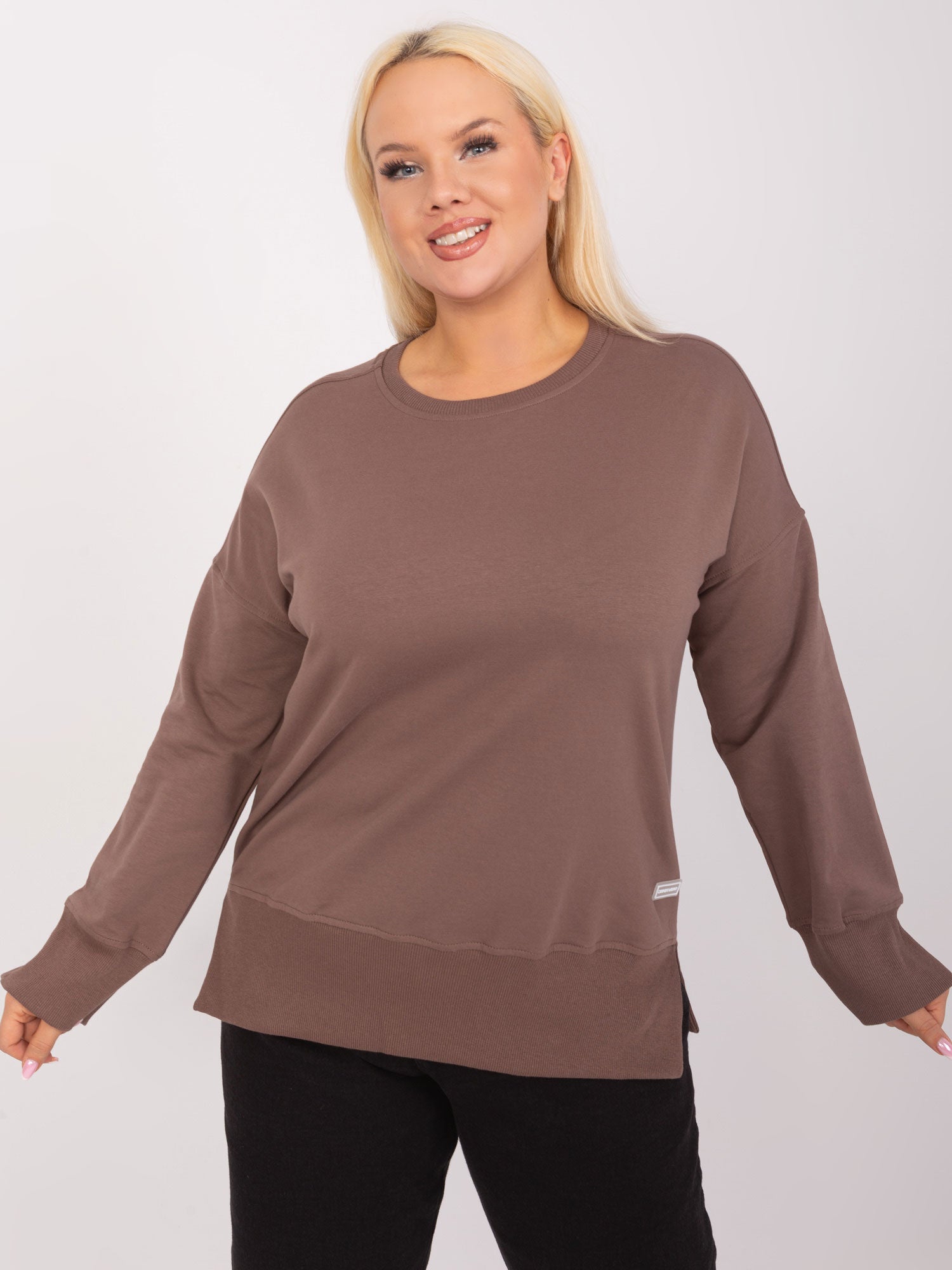 Brązowa dresowa bluza plus size z bawełny