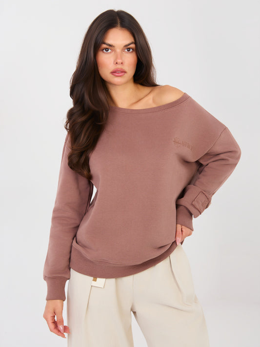 NATURAL SIDE Brązowa bluza oversize bez kaptura