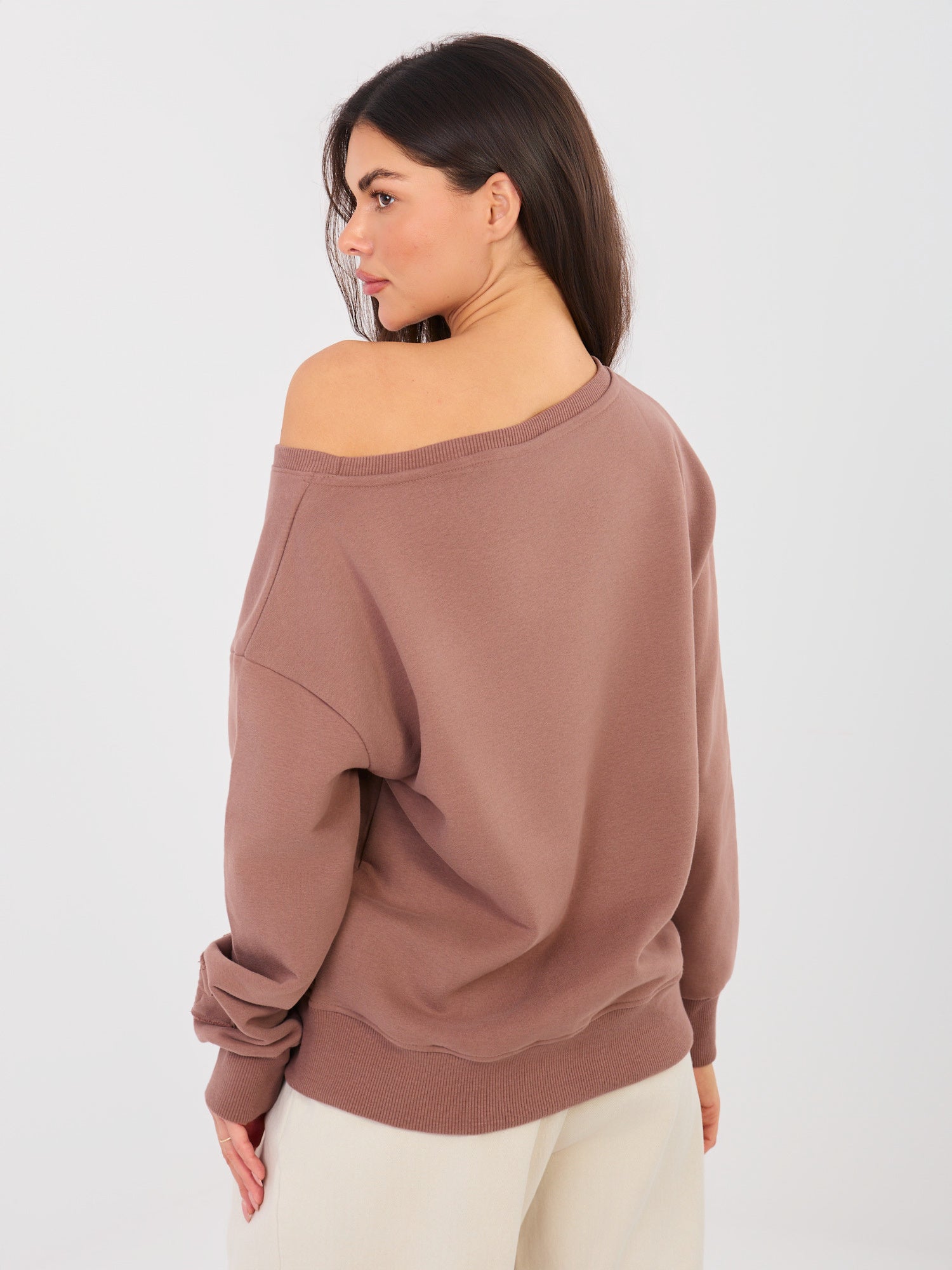 NATURAL SIDE Brązowa bluza oversize bez kaptura