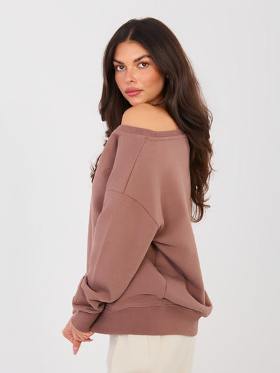 NATURAL SIDE Brązowa bluza oversize bez kaptura