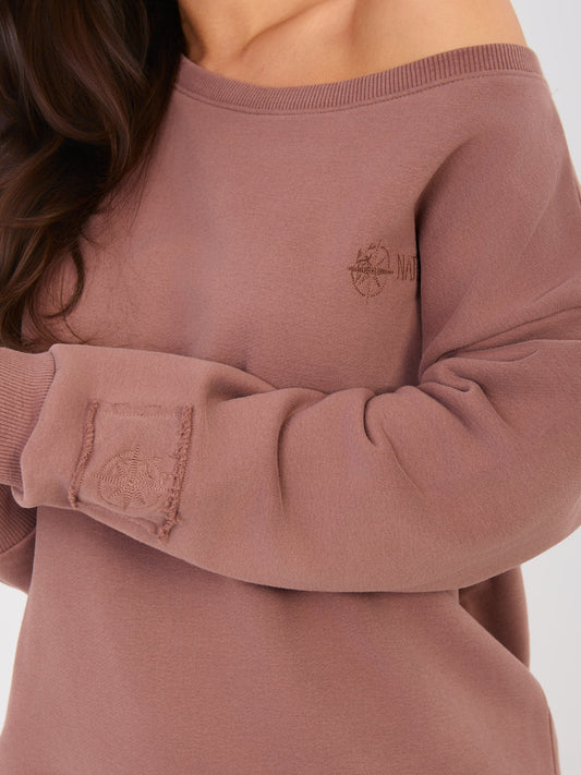 NATURAL SIDE Brązowa bluza oversize bez kaptura