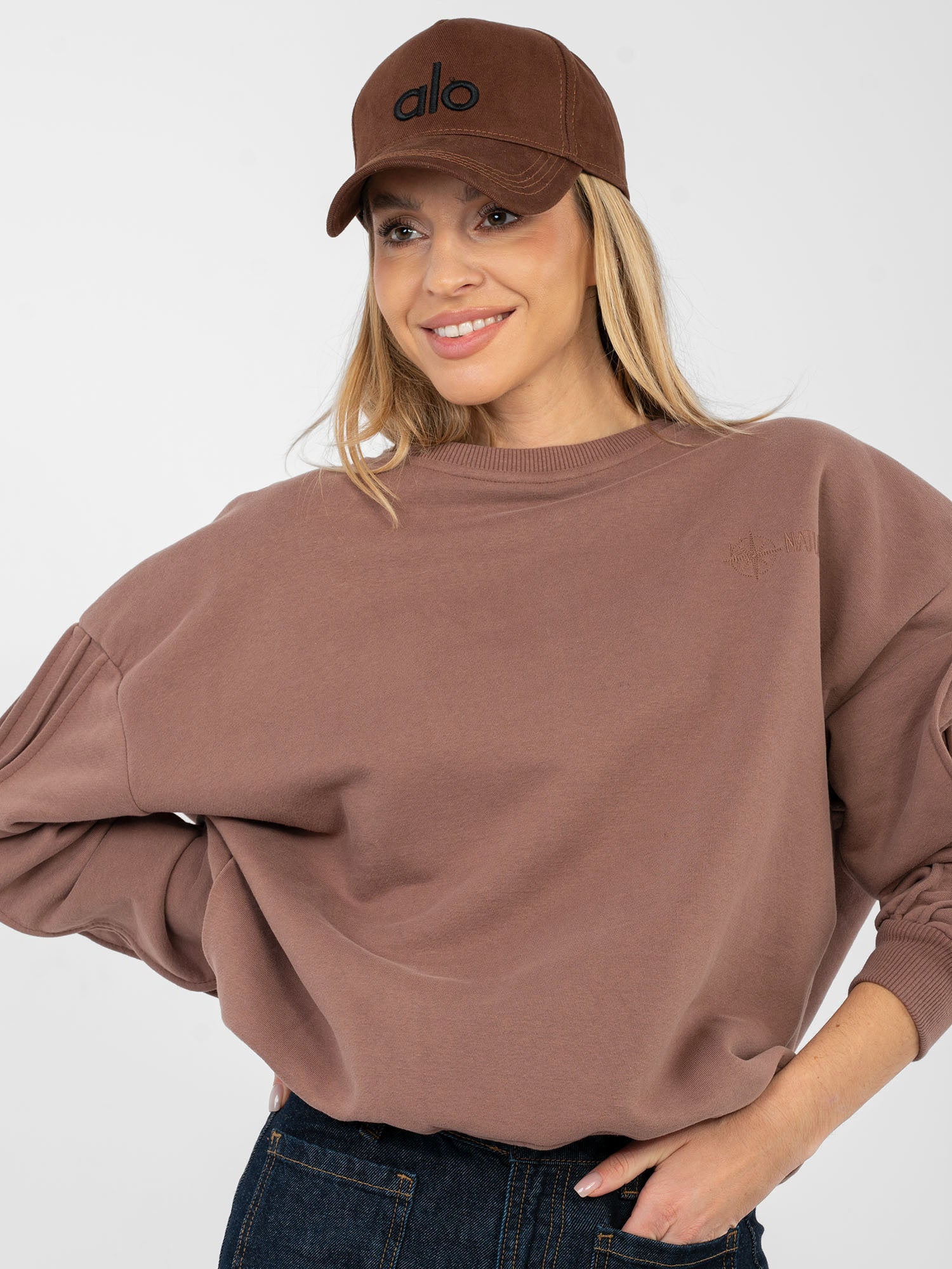 NATURAL SIDE Brązowa damska bluza oversize