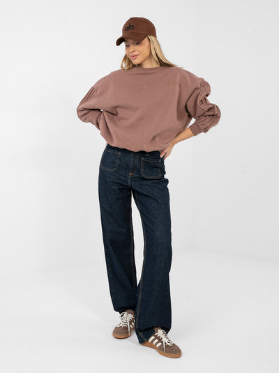 NATURAL SIDE Brązowa damska bluza oversize