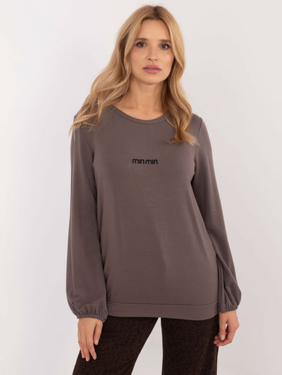 Brązowa luźna bluzka longsleeve z modalu