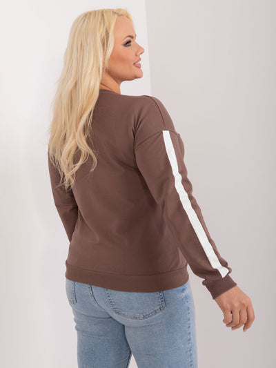 Brązowa bawełniana bluzka plus size z kieszenią