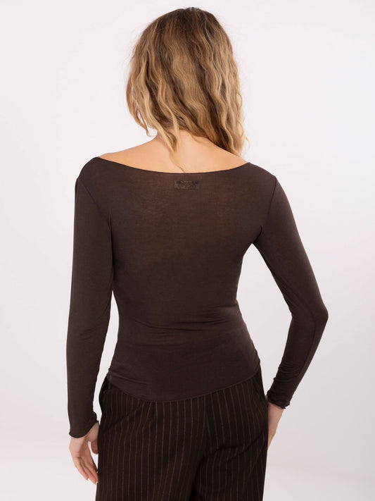 Brązowa bluzka longsleeve z miękkiej tkaniny